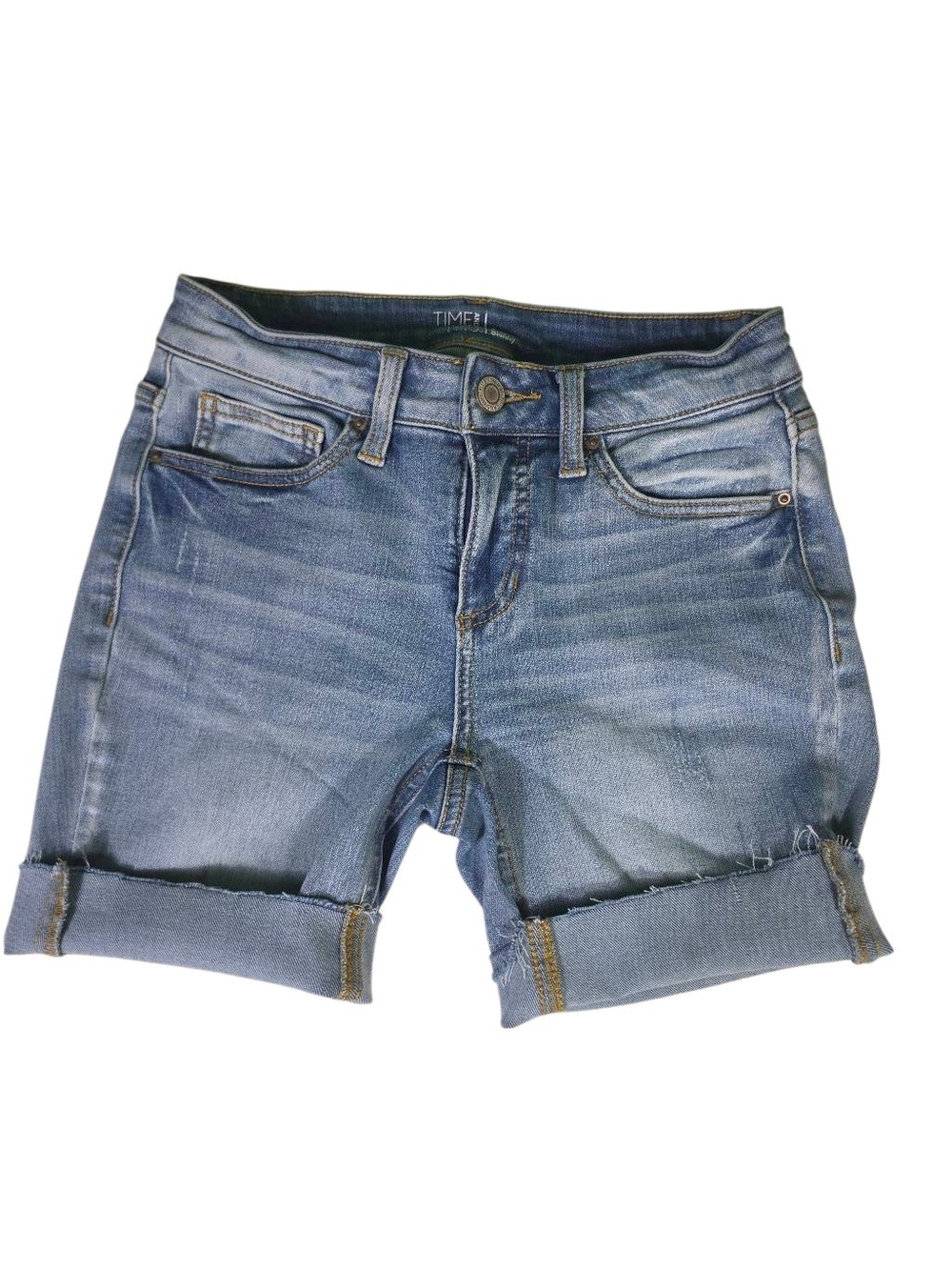 Time and Tru Faded Blue Rolled Cuff Denim Shorts Size 8P